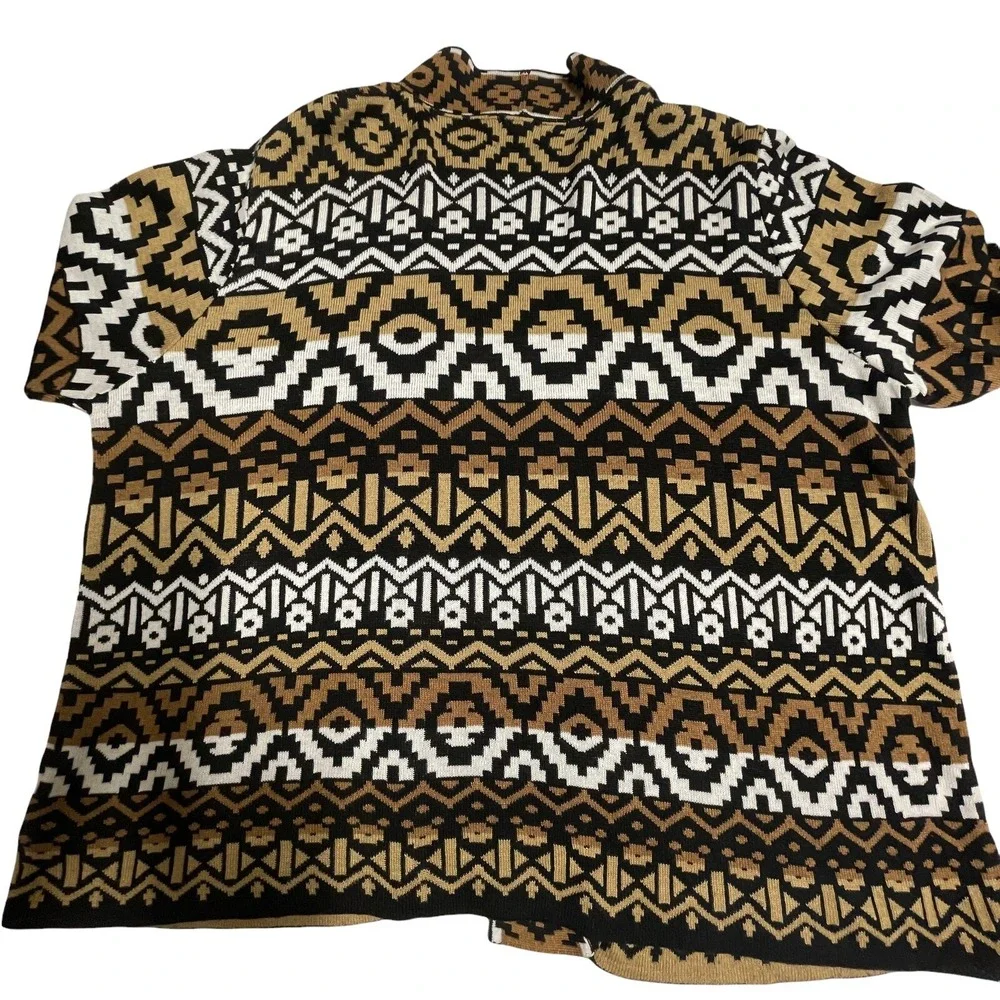 Ruby‎ Rd Cardigan Sweater Womens1X Open Front Southwest Brown USA-Made